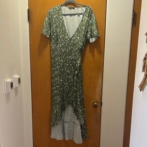 Simplee Apparel Green Floral High Low Dress